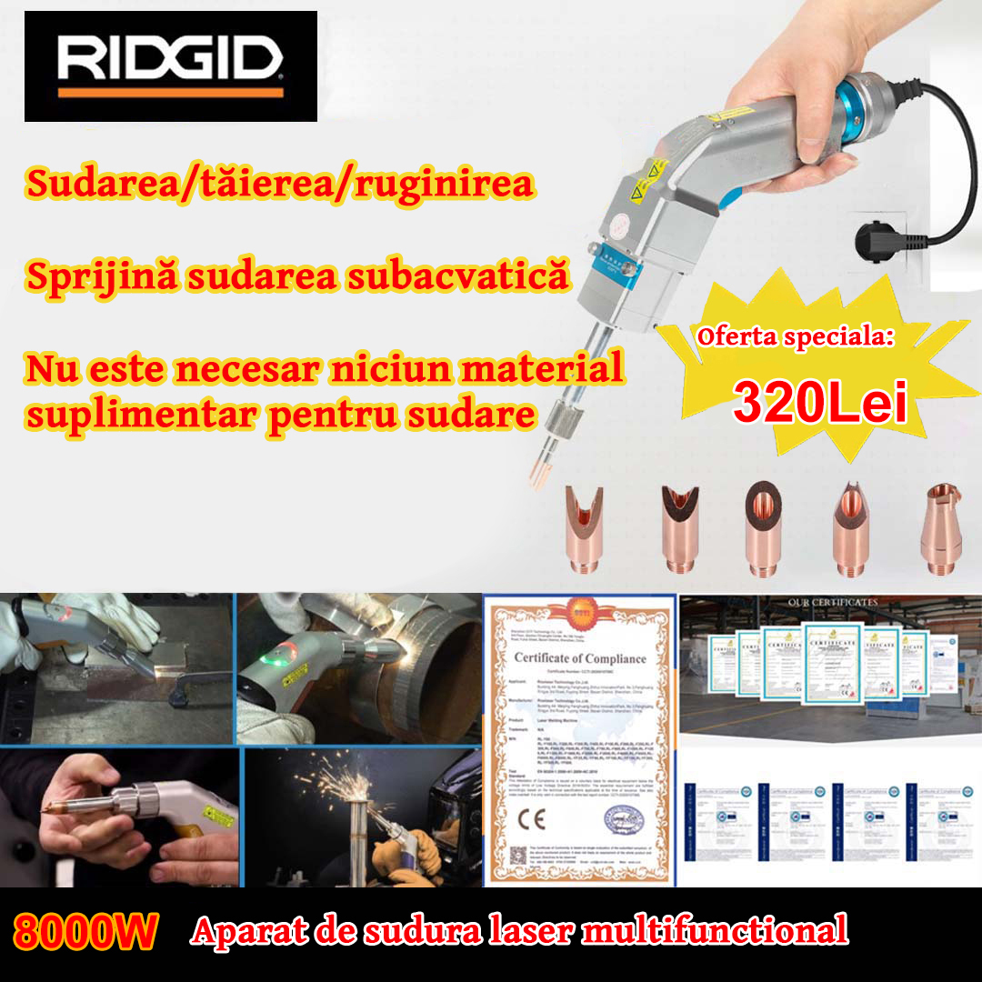 Lanternă laser multifuncțională de 8000 W (aur/argint/cupru/fier/aluminiu/oțel inoxidabil) grosime de sudură 0-10 mm (sudare/tăiere/trei-în-unul)