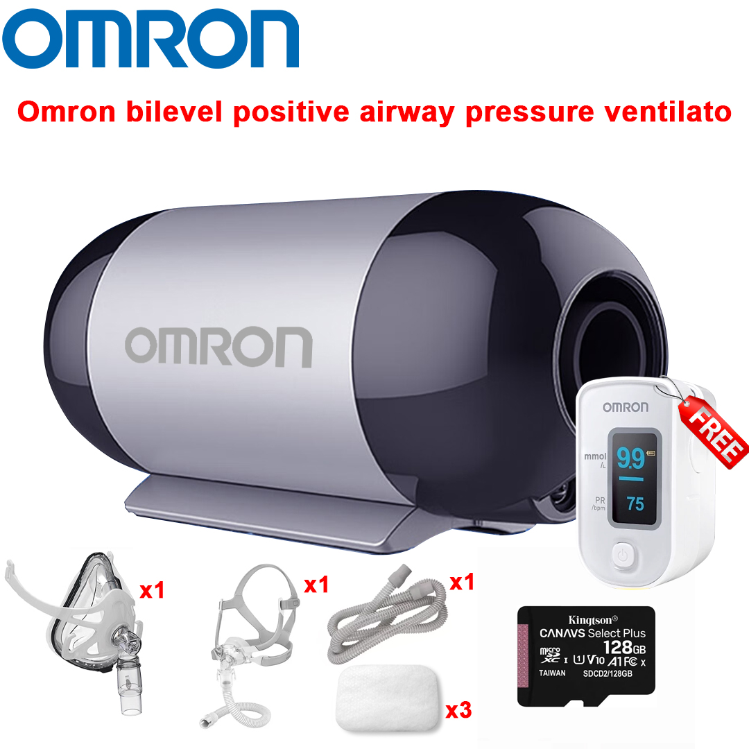 Ventilator Omron cu presiune pozitivă în două etape, baterie cu litiu încorporată de 8 ore, cablu de alimentare*1, mască pentru gură și nas*1, mască pentru nas*1, bumbac cu filtru*3, tub de respirație*1, card de memorie 128G (Înregistrarea datelor de urmărire)*1, sac de depozitare*1, memento de presiune scăzută a aerului/scurgeri de aer, producție de oxigen cu debit mare 90% 6L/min, umidificator încorporat, comandați și obțineți gratuit [glucometru neinvaziv Omron]